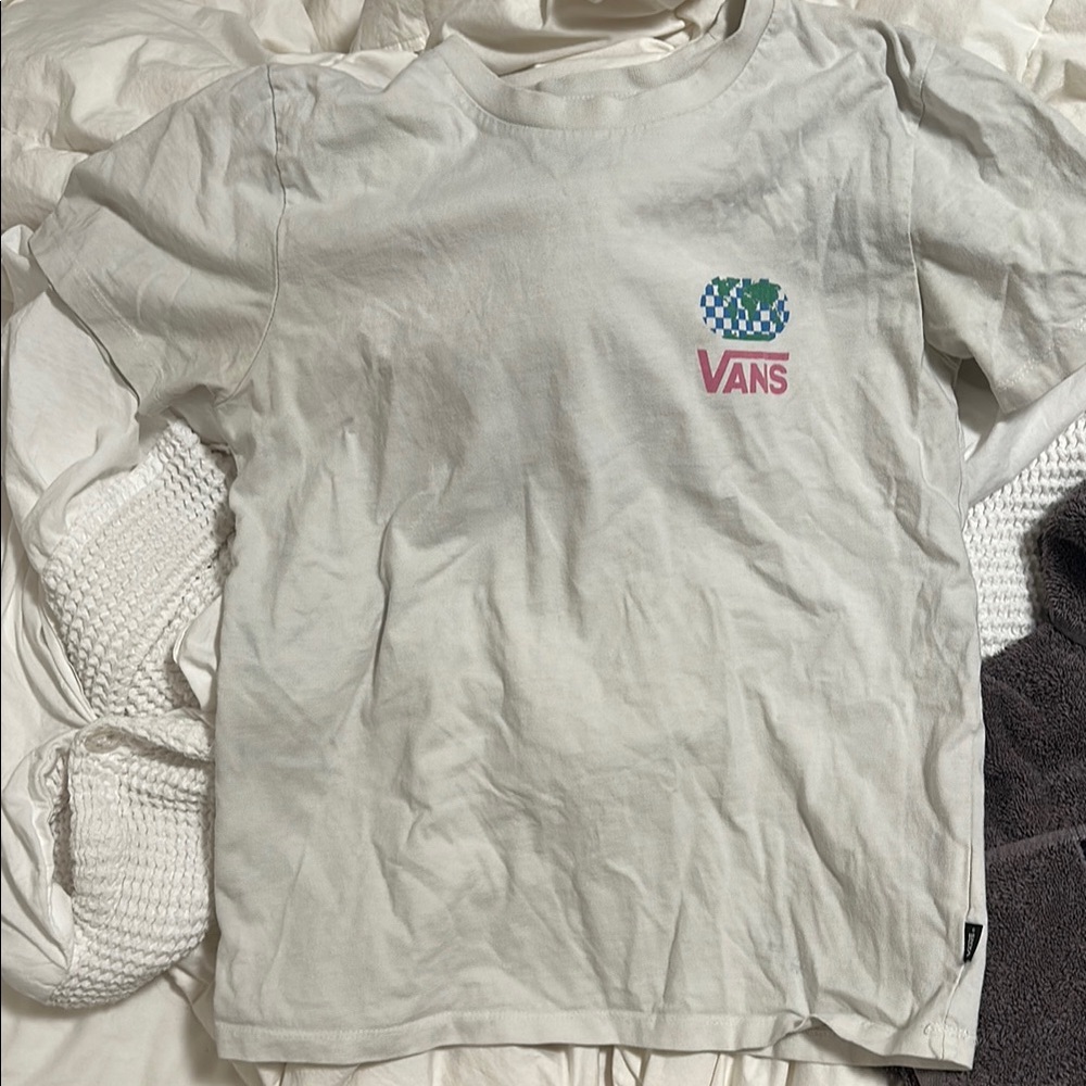 Vans White Short Sleeve Tee Casual Cotton Crew Neck
